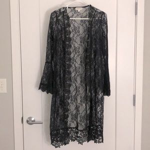 black lace kimono cover up